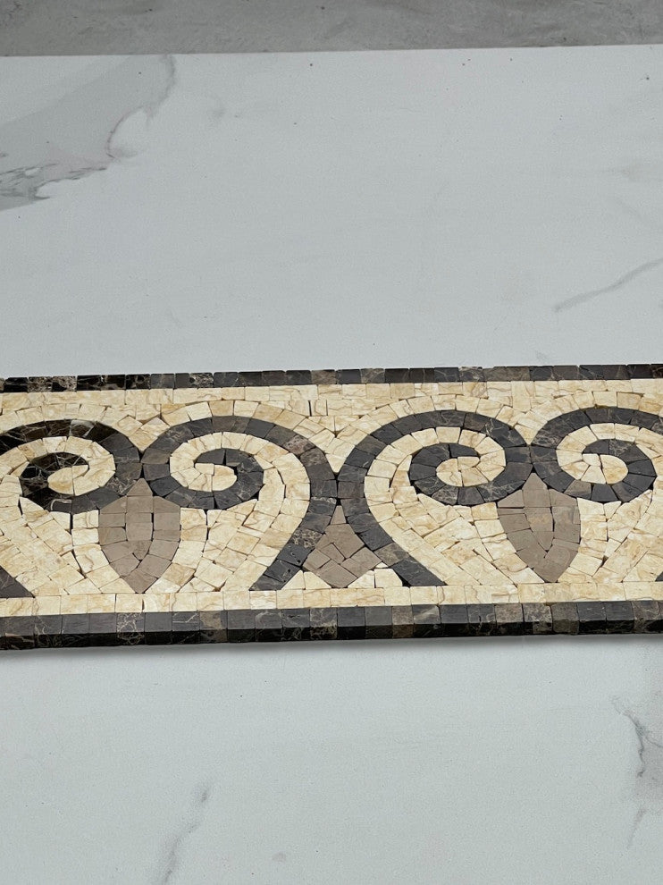 Marble Mosaic Border Listello Accent Tile Chandelier Emperador 5.9x12, 1 piece