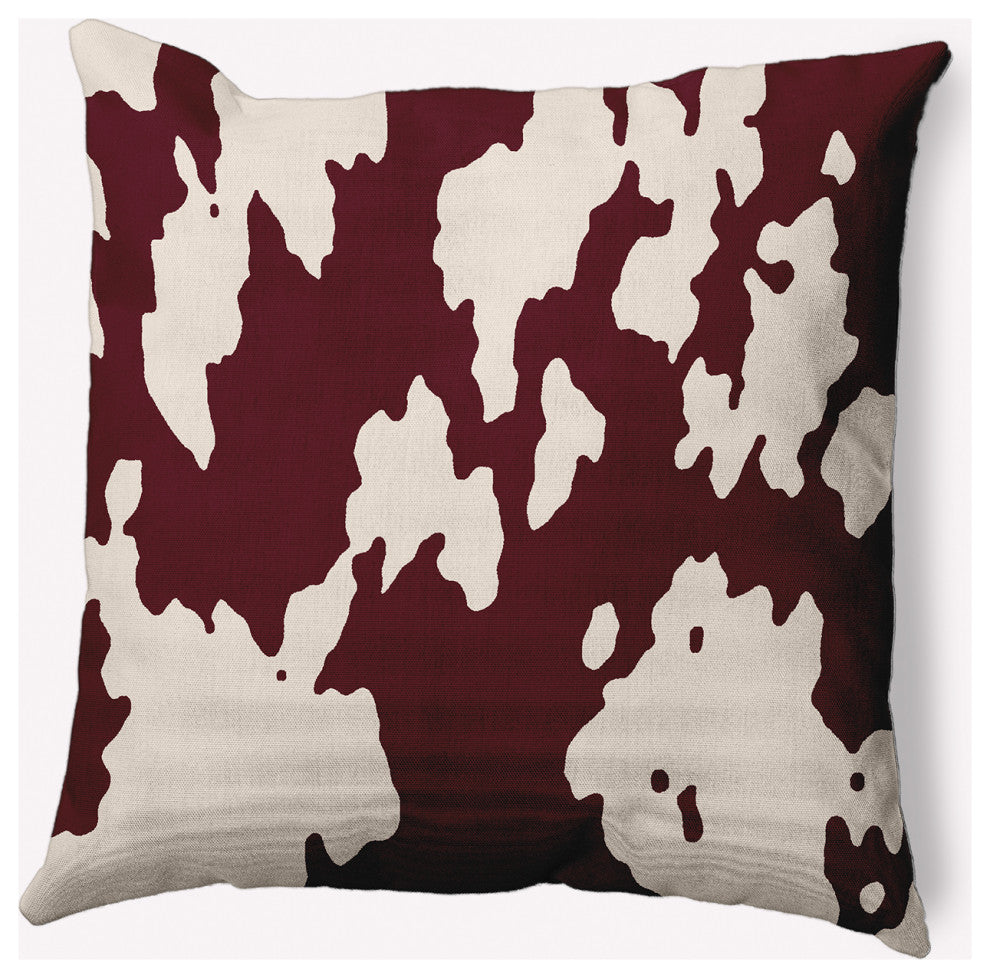 20" x 20" Moo Print Indoor/Outdoor Polyester Throw Pillow, Pomegranate