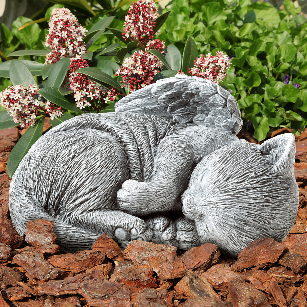 Pet Memorial Statue-Sleeping Angel Cat Keepsake by Pure Garden