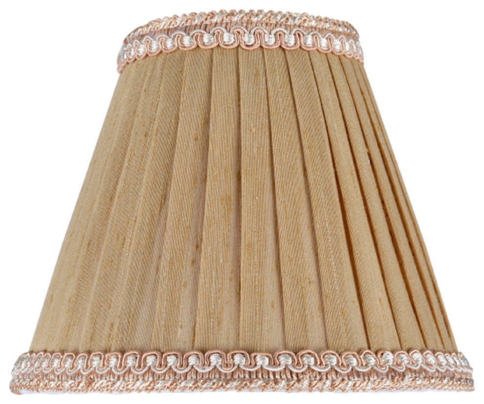 33003-5 Small Pleated Empire  Chandelier Clip On Lamp Shade Creme 3"x6"x5"