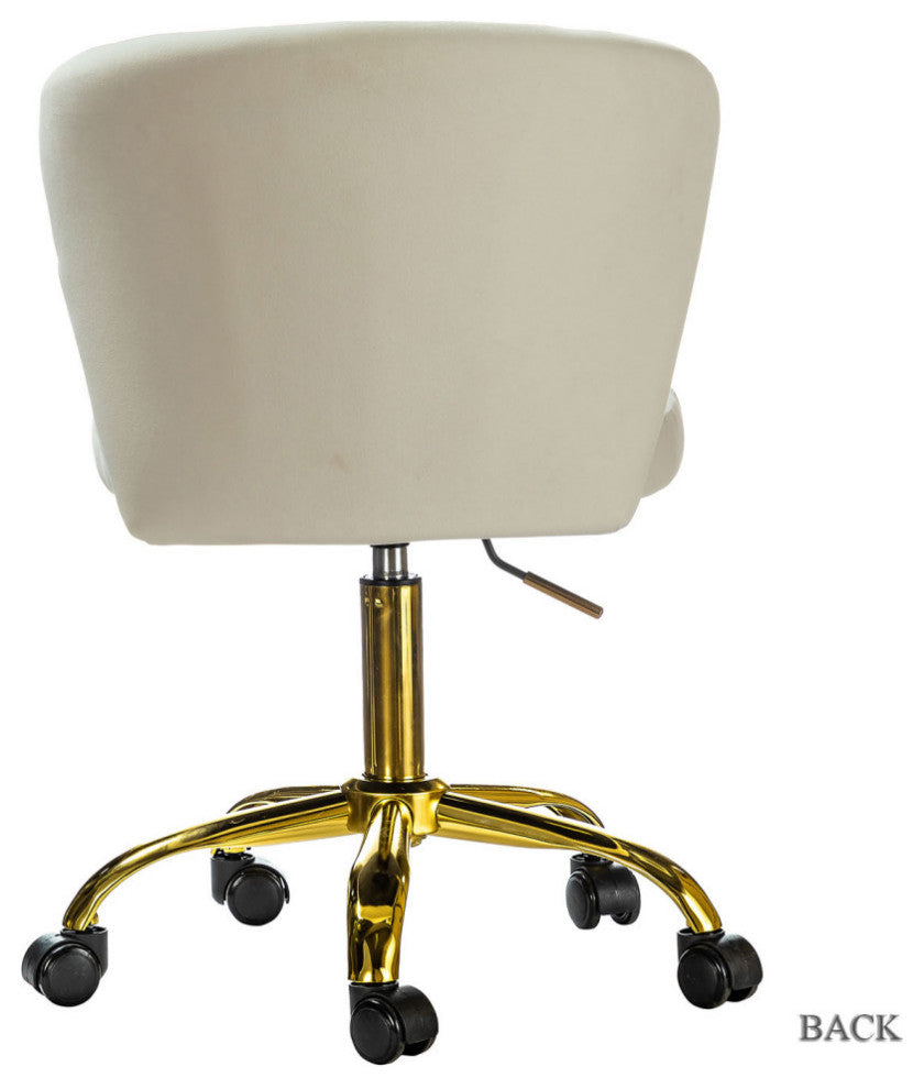 Swivel Task Chair With Tufted Back, Ivory