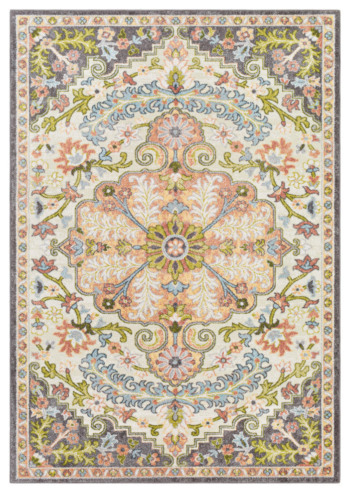 Surya New Mexico NWM-2340 8'10"x12' Rug, Charcoal/Cream/White/Green/Green/Blue
