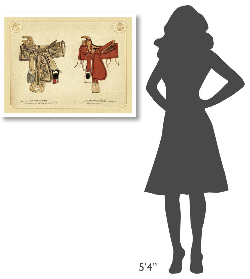 "Saddles and Tack: Texas and Red Texas Saddles" Paper Print, 34"x26"