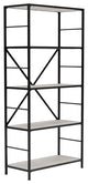 Gem 63 Inch Freestanding Bookcase, 4 Wood Shelves, Open Black Metal Frame