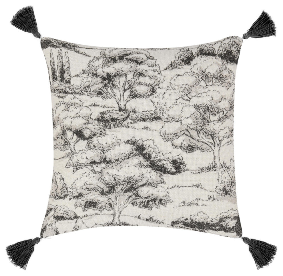 Stonework 22" Cotton Linen Blend Throw Pillow, Gray