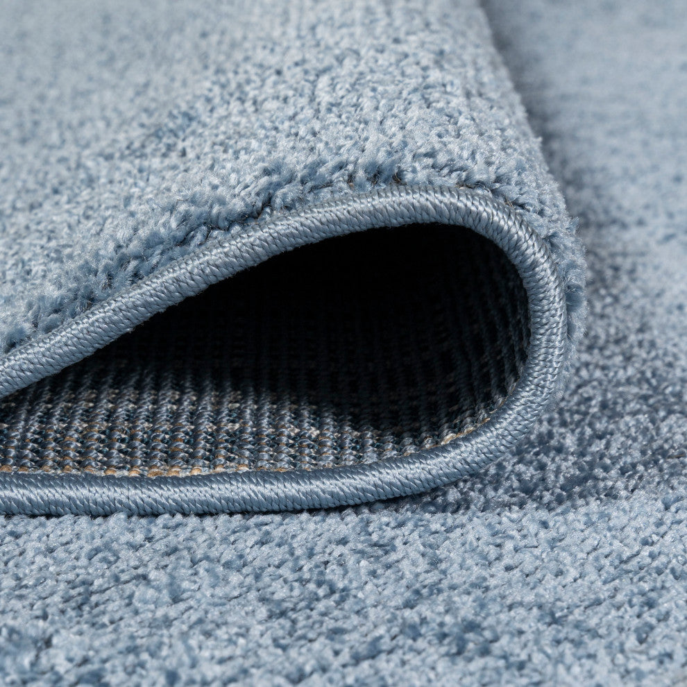 Haze Solid Low-Pile Runner Rug, Classic Blue, 3 X 5