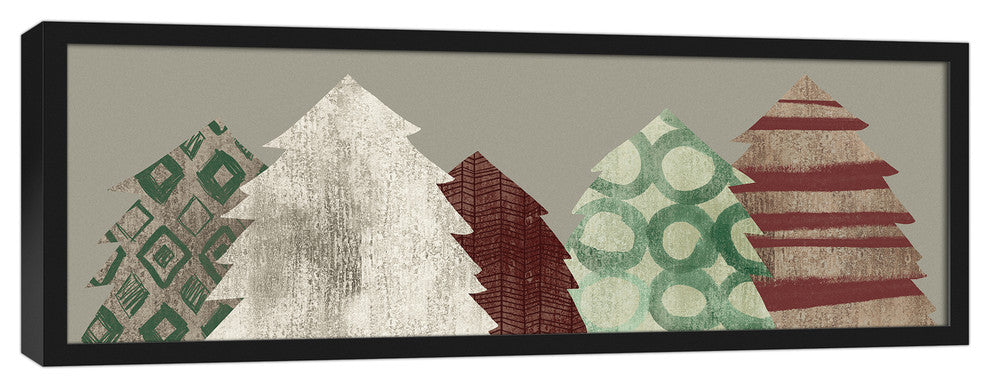 Patterned Christmas Trees 12x36 Black Framed Canvas
