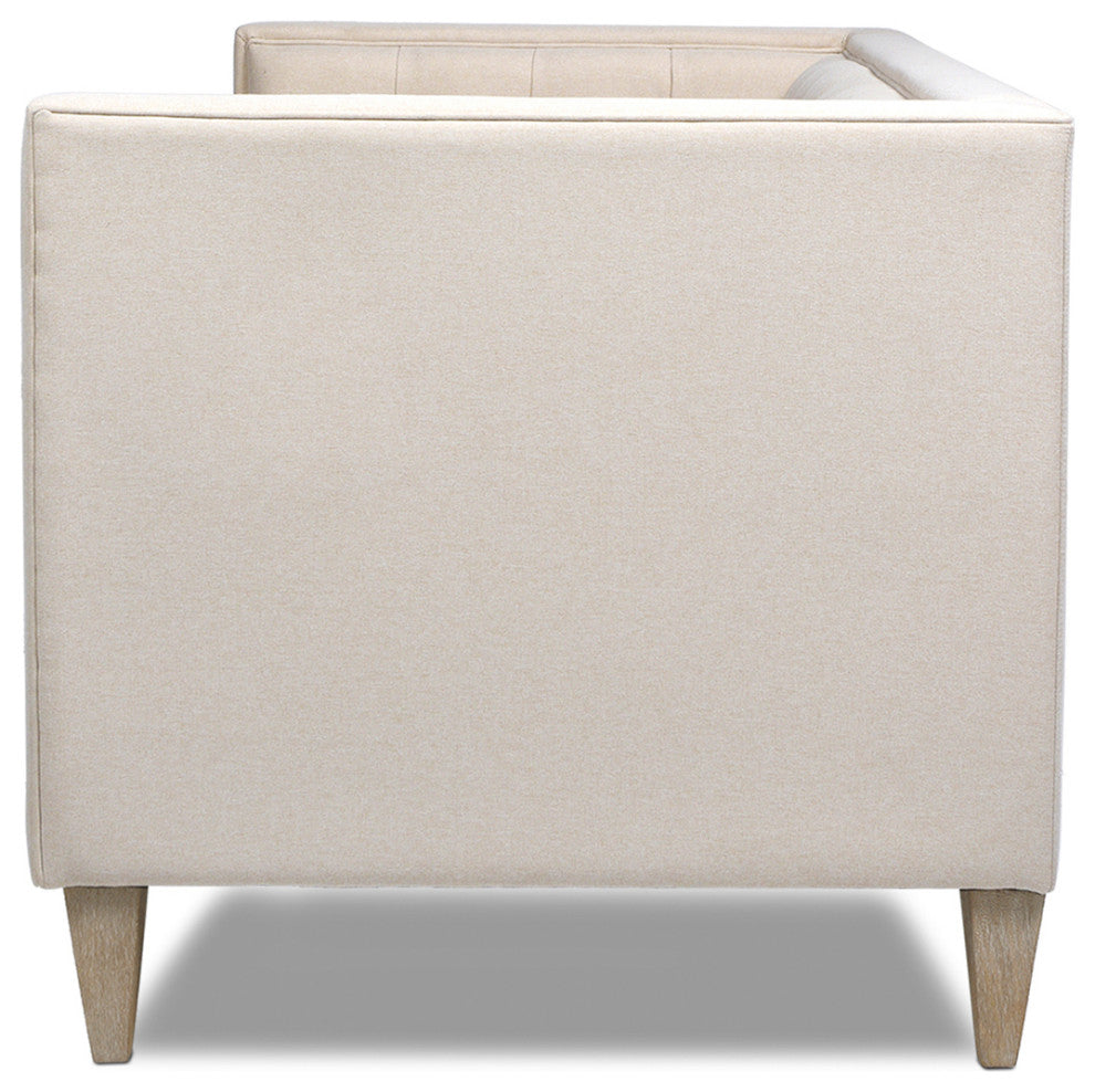 James 74" Modern Tufted Tuxedo Sofa, Sky Neutral Beige Polyester