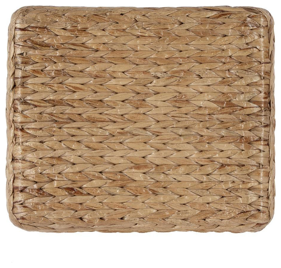 Robias 24.5 Rectangular Rattan and Water Hyacinth Counter Stool, Light Brown