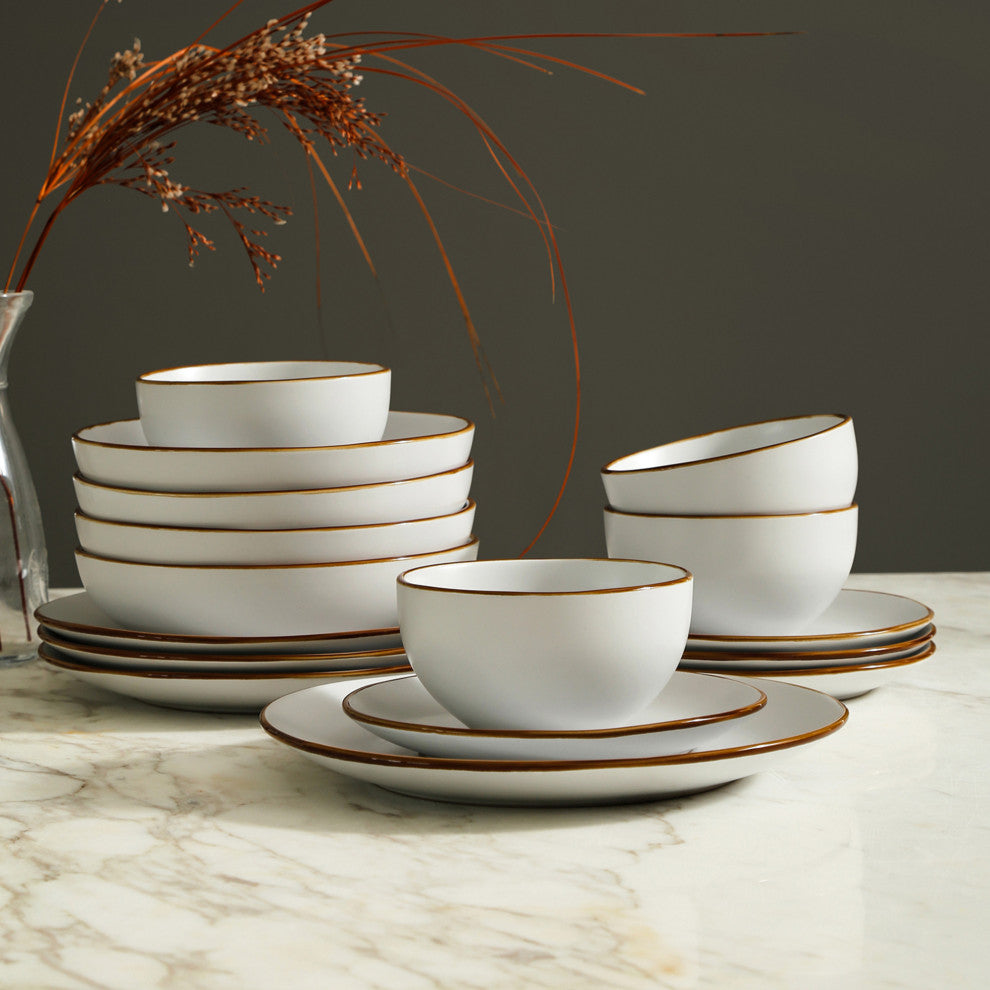 Stone Lain Brasa Stoneware 16 Piece Dinnerware Set, White