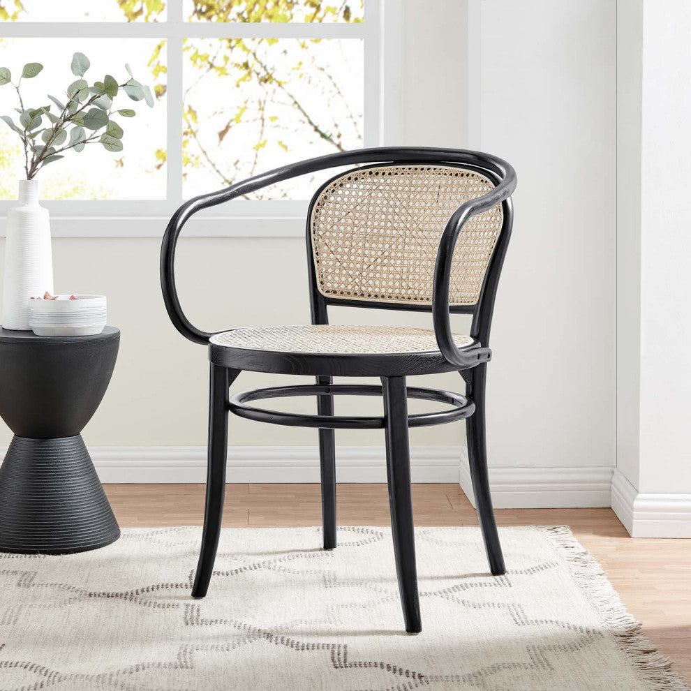 Side Dining Chair, Set of 2, Black, Wood, Modern, Cafe Bistro Hospitality