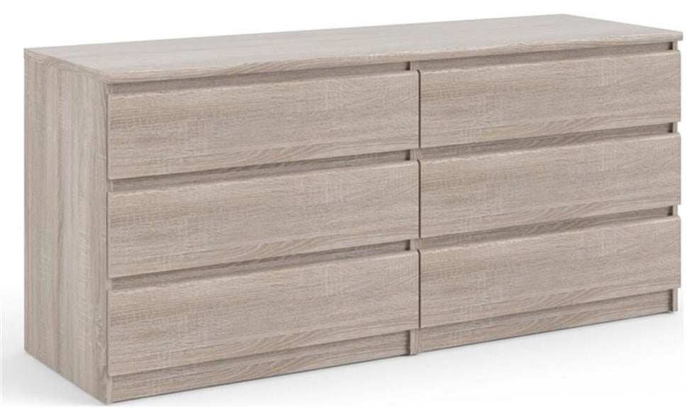 Pemberly Row Contemporary Wood Mahogany 6 Drawer Double Dresser