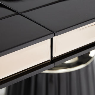 Carmela Double Pedestal Dining Table, Glossy Charcoal Sand