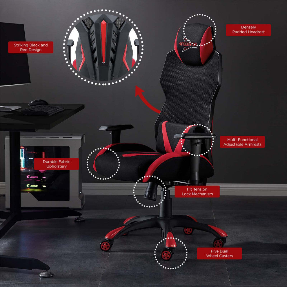 Computer Gaming High Back Chair, Black Red, Modern, Home Business Office