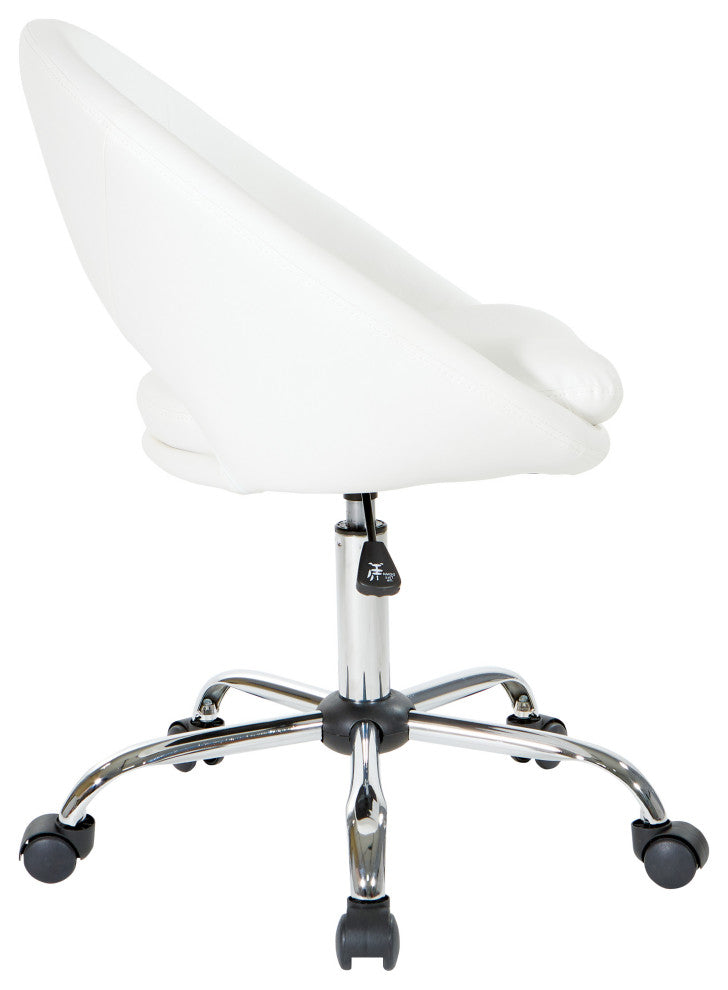 Milo Office Chair, Royal Velvet Fabric With Chrome Base, White