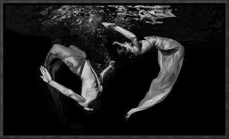 "Grace Underwater" Framed Canvas Giclee by Ken Kiefer, 17x10"