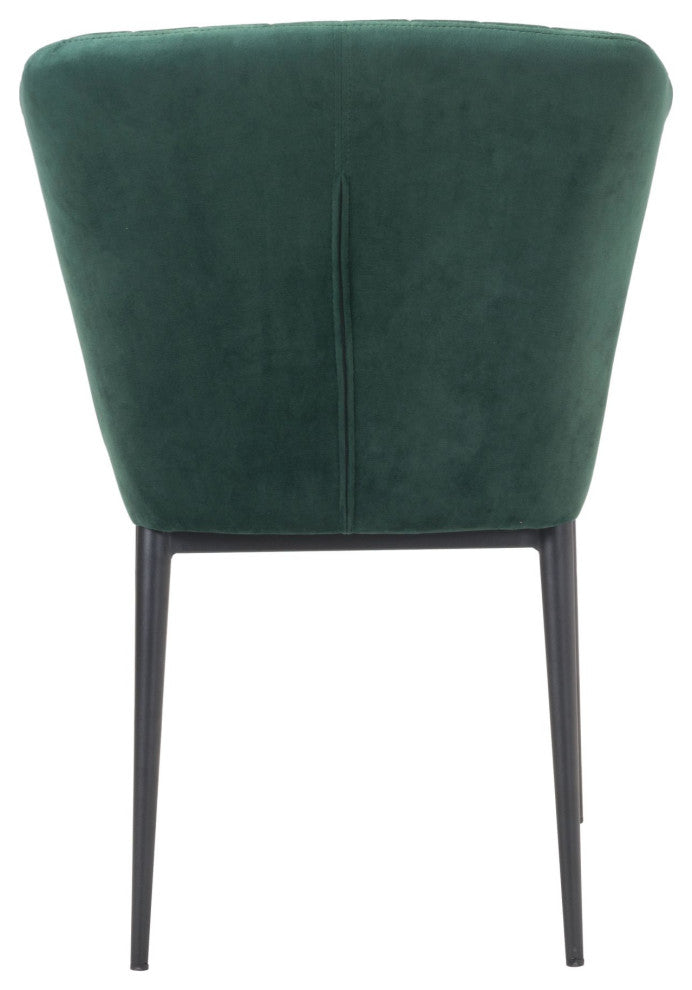 Dining Chair, Set of 2, Steel Metal, Fabric, Green, Black, Kitchen Cafe Bistro