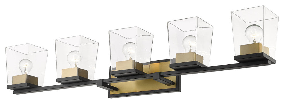 Z-Lite 475-5V Bleeker Street 5 Light 43"W Bathroom Vanity Light - Matte Black /