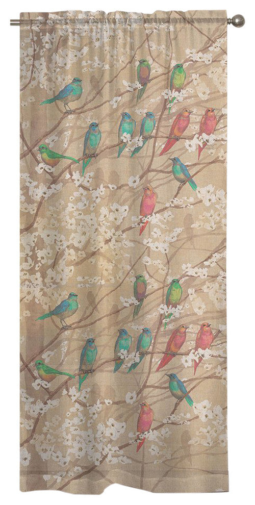 Laural Home Birds and Blossoms Sheer Window Curtain