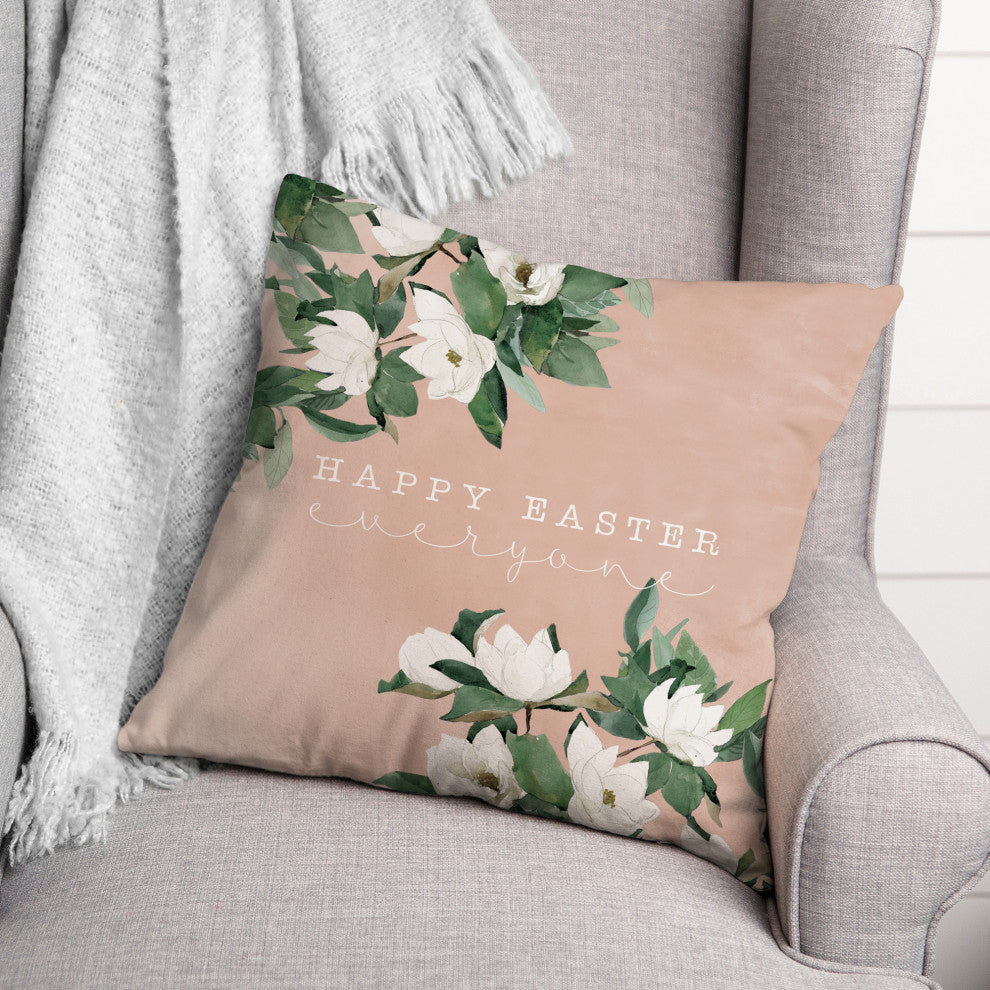 Pink Floral Easter 18x18 Spun Poly Pillow
