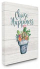 Choose Happiness Cactus Succulents Watercolor Canvas Wall Art, 24"x30"