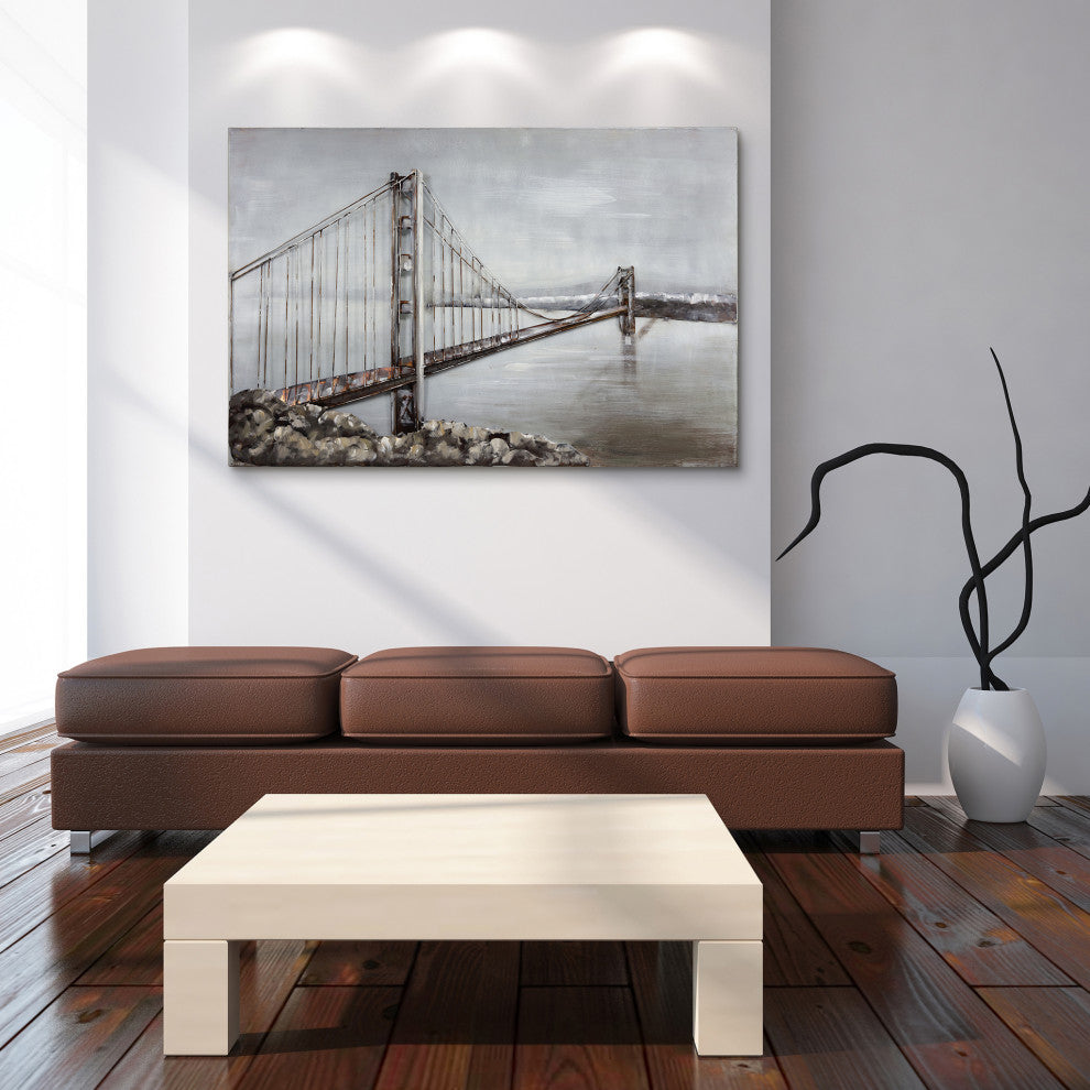 "The Golden Gate Bridge" Mixed Media Iron Hand Painted Dimensional Wall Art
