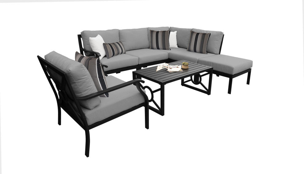 kathy ireland Madison Ave. 7 Piece Aluminum Patio Furniture Set 07f, Slate