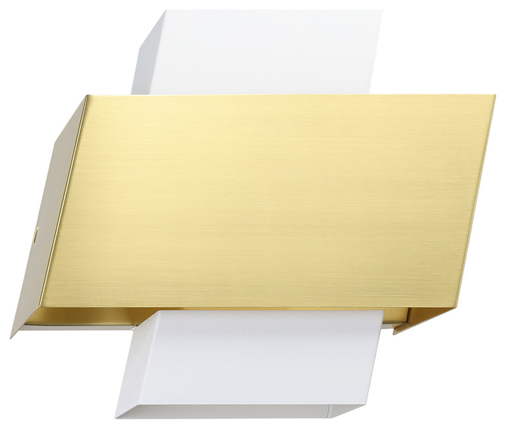 Timparpossa 1-Light Wall Light, White, Brushed Brass Finish