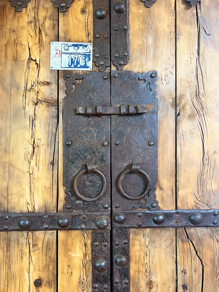 Consigned Old Mongolian Wood and Iron Door