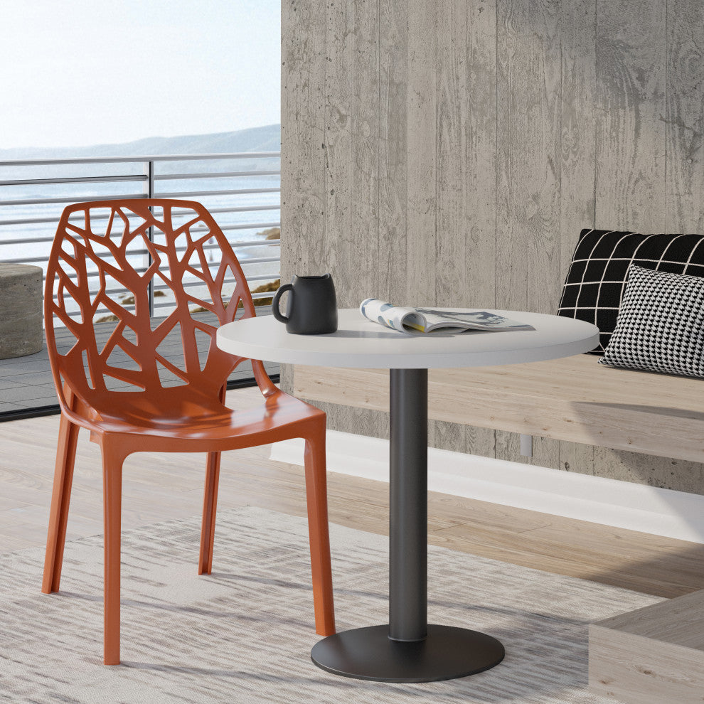 Stackable Plastic Accent Dining Chair for Indoor and Outdoor, Orange