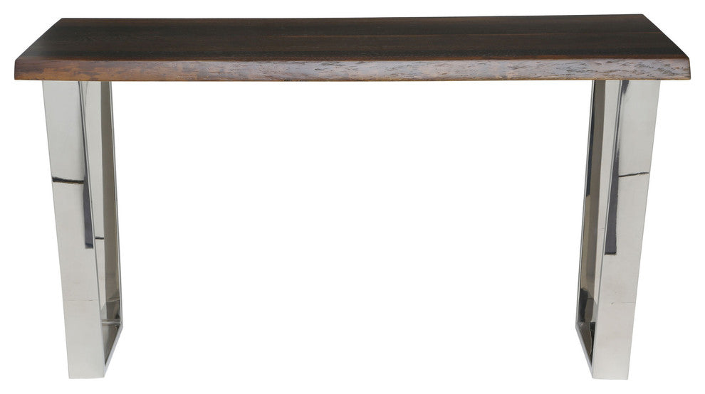 Versailles Console, Top: Seared Oak, Base: Stainless