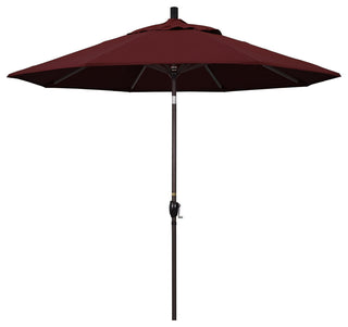 9' Bronze Push-Button Tilt Crank Aluminum Umbrella, Burgundy Pacifica