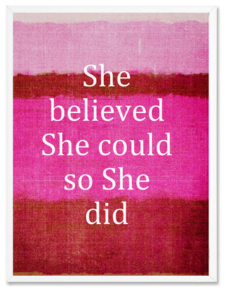 She Believed She Could So She Did Inspirational, Canvas, Picture Frame, 28"X37"