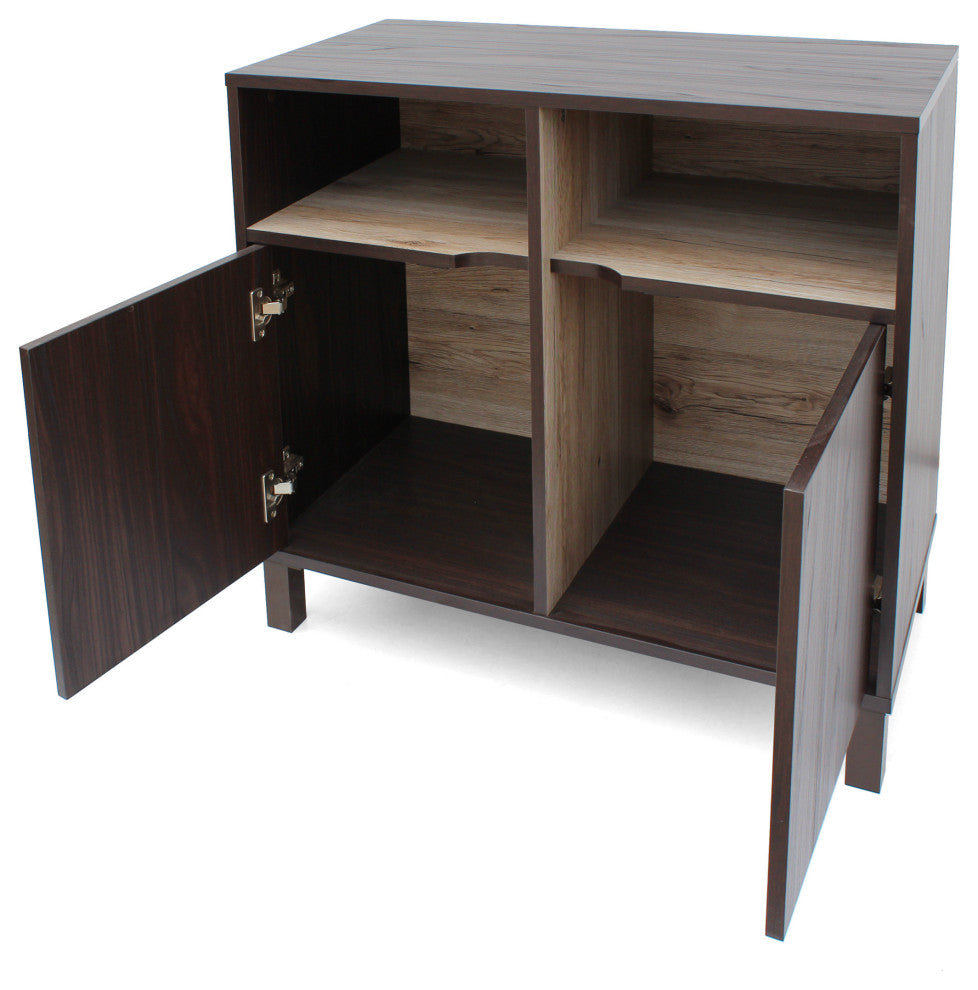 GDF Studio Provence 2-Shelf Walnut Finish Faux Wood Cabinet With Oak Interior, S