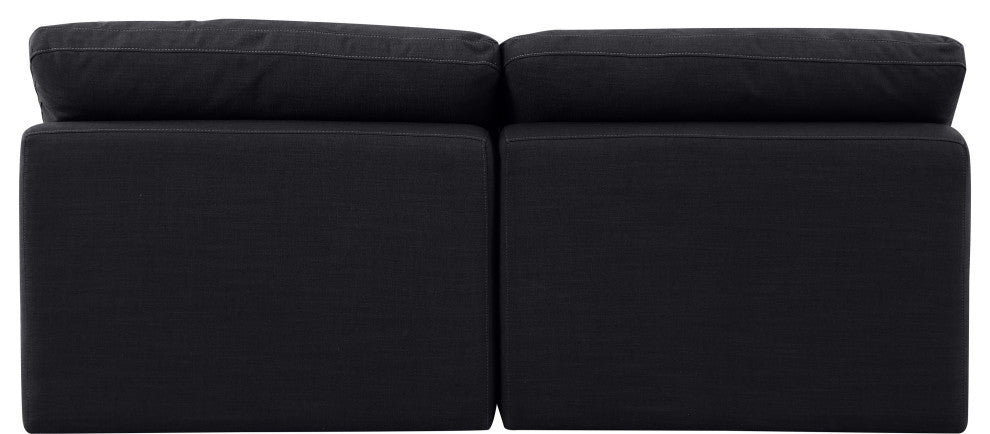 Indulge Upholstered Modular Sofa, Black, 2-Piece: 2 Armless Chair, Down Stuffed Linen Textured Fabric