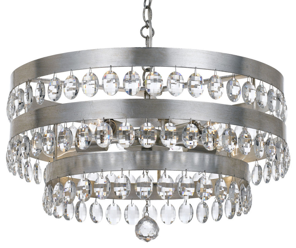 Crystorama Lighting Group 6106 Perla 5 Light 22"W Crystal - Antique Silver