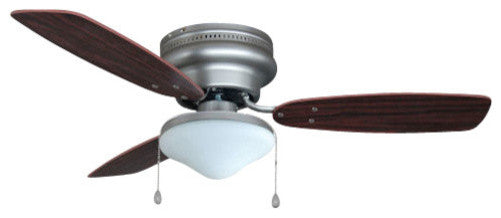 Satin Nickel 42" Hugger Ceiling Fan With Light Kit