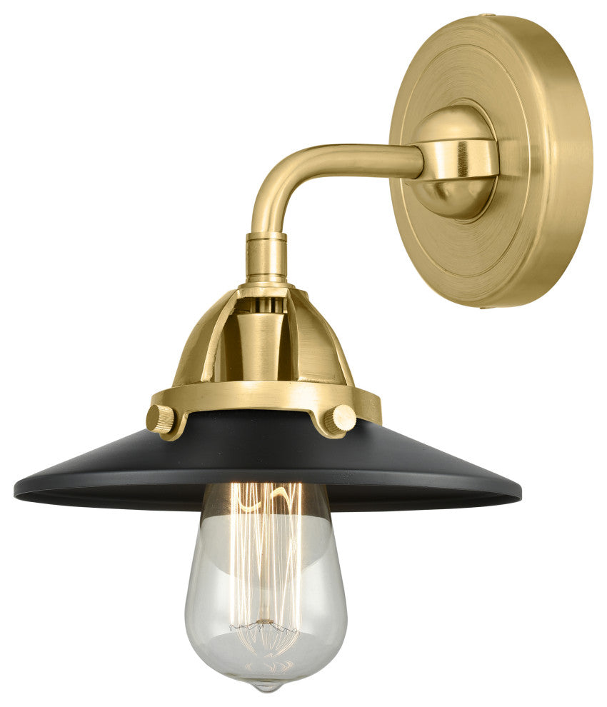 Innovations 288-1W-SG-M6-BK-LED Railroad 1 Light 8" Sconce, Satin Gold