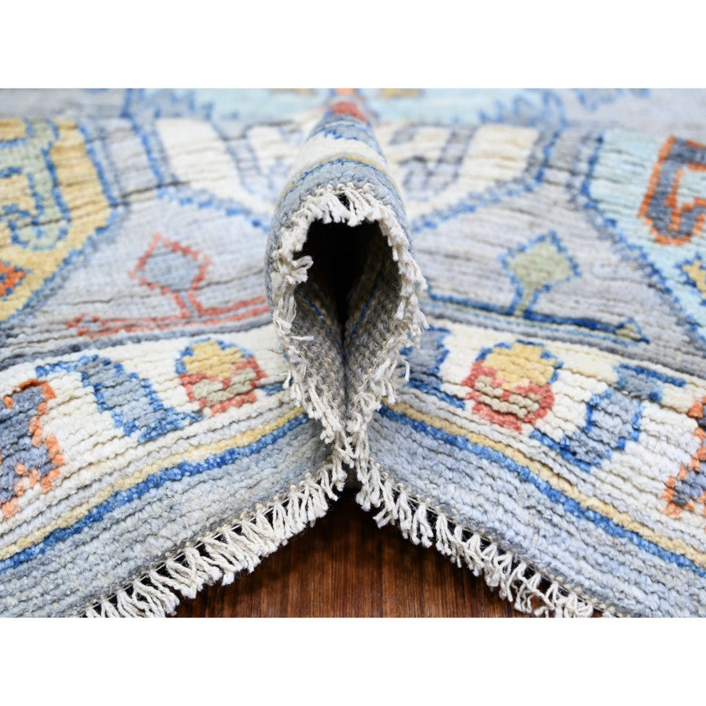 Cloud Gray Anatolian Village Inspired Wool Hand knotted Oriental Rug 10'1"x13'9"