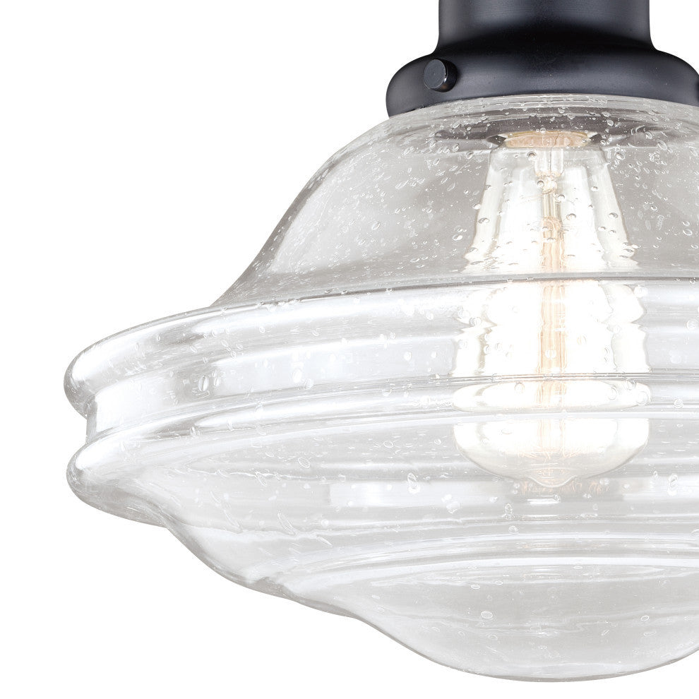 Huntley 12" Semi Flush Ceiling Light Clear Glass Oil Rubbed Bronze