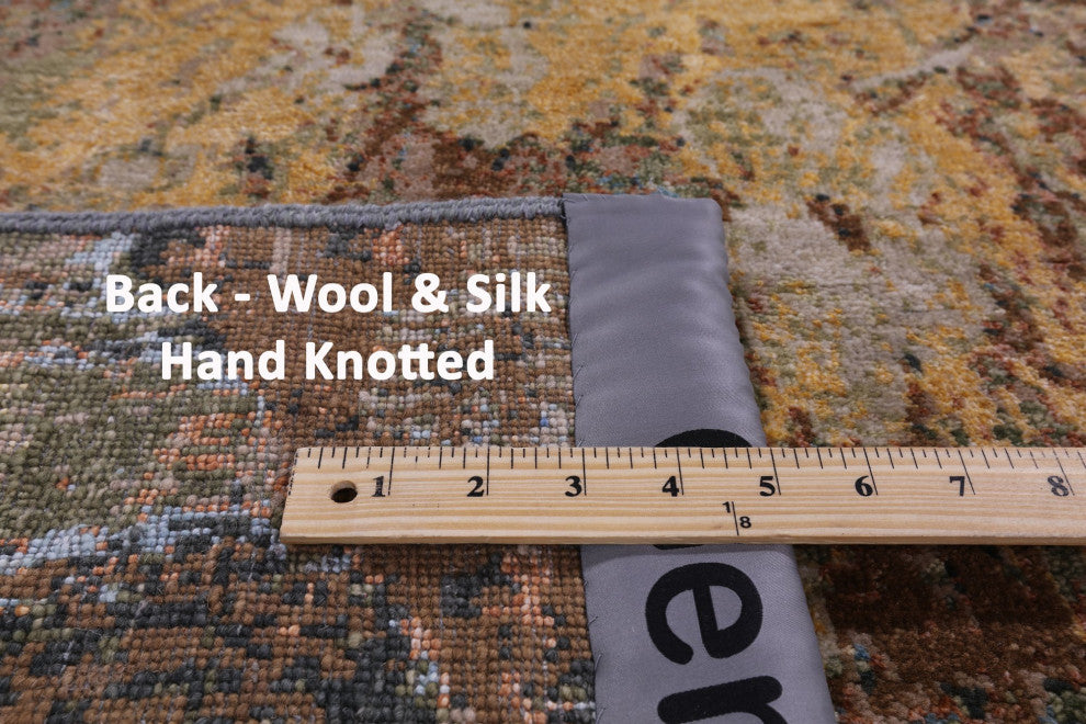 6' 1" X 9' 2" Wool and Silk Modern Handmade Rug Q8890