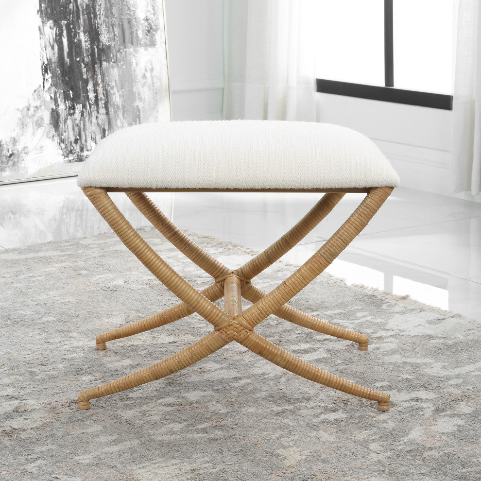 Uttermost Expedition White Fabric Small bench