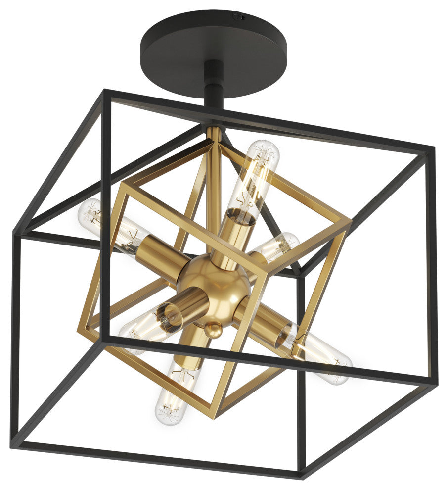 Artika Imperium Semi-Flushmount Ceiling Light, Black & Gold