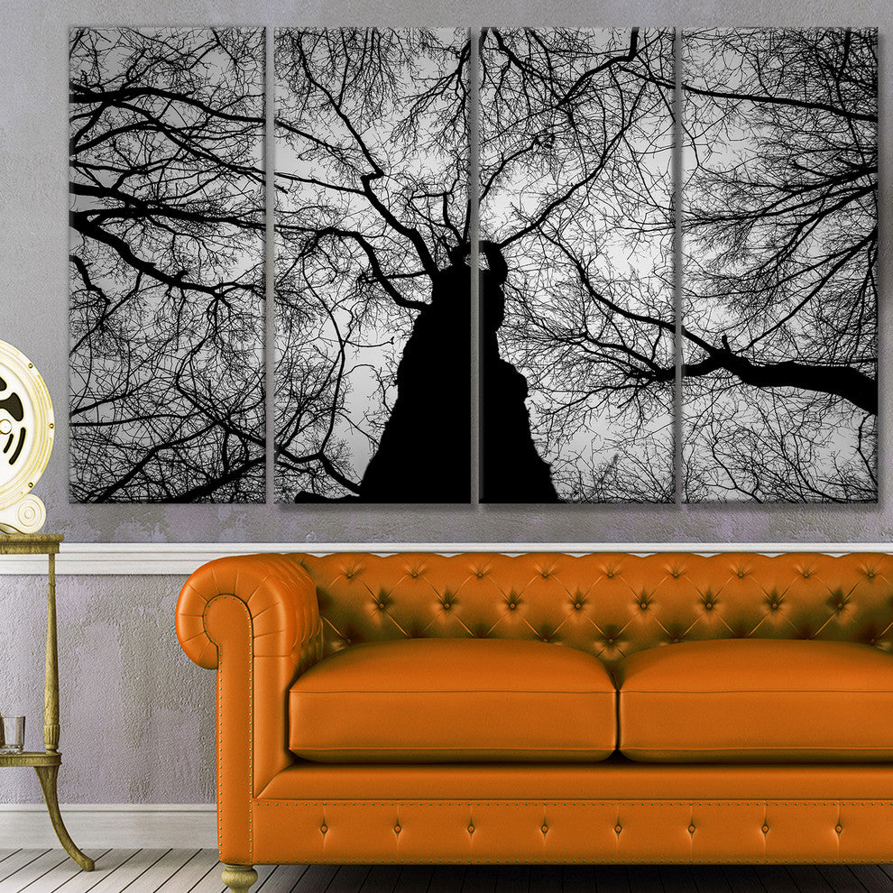 Photo of Winter Branches, Landscape Canvas Art Print, 48"x28", 4 Panels