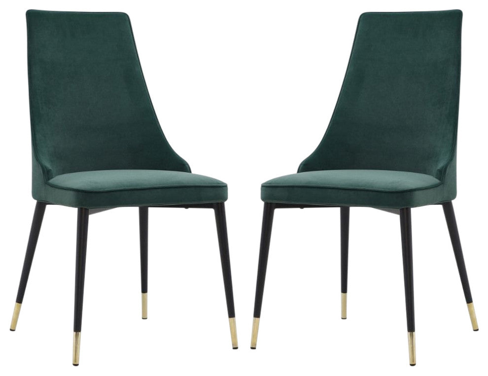 Elite Living Chelsea, Set of 2, Velvet Upholstered Dining Chair, Velvet Green