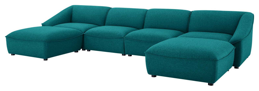 Sectional Sofa Set, Fabric, Teal Blue, Modern, Living Lounge Hotel Hospitality