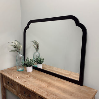 Verdon Framed Mantel Mirror, Clover Cathedral, 38.4"x27.4", Matte Black