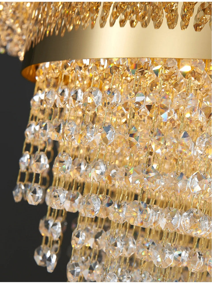 Gold hanging crystal ceiling chandelier for living room, dining room, bedroom