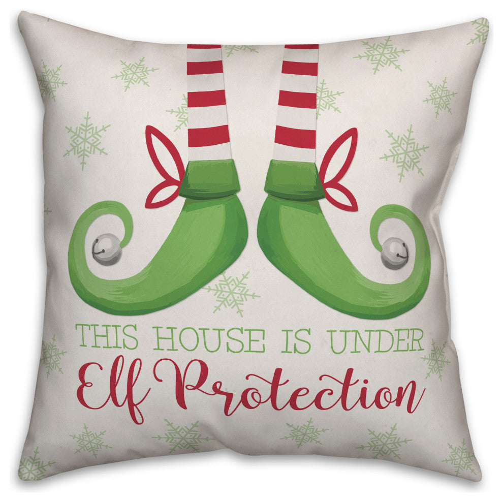 This House Is Under Elf Protection 20"x20" Throw Pillow Cover