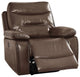 Leather-Gel Power Motion Recliner, Brown Finish